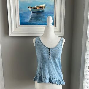 Forever 21 Racerback Blue Marled Henley Tank Top